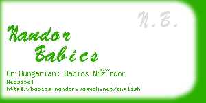 nandor babics business card